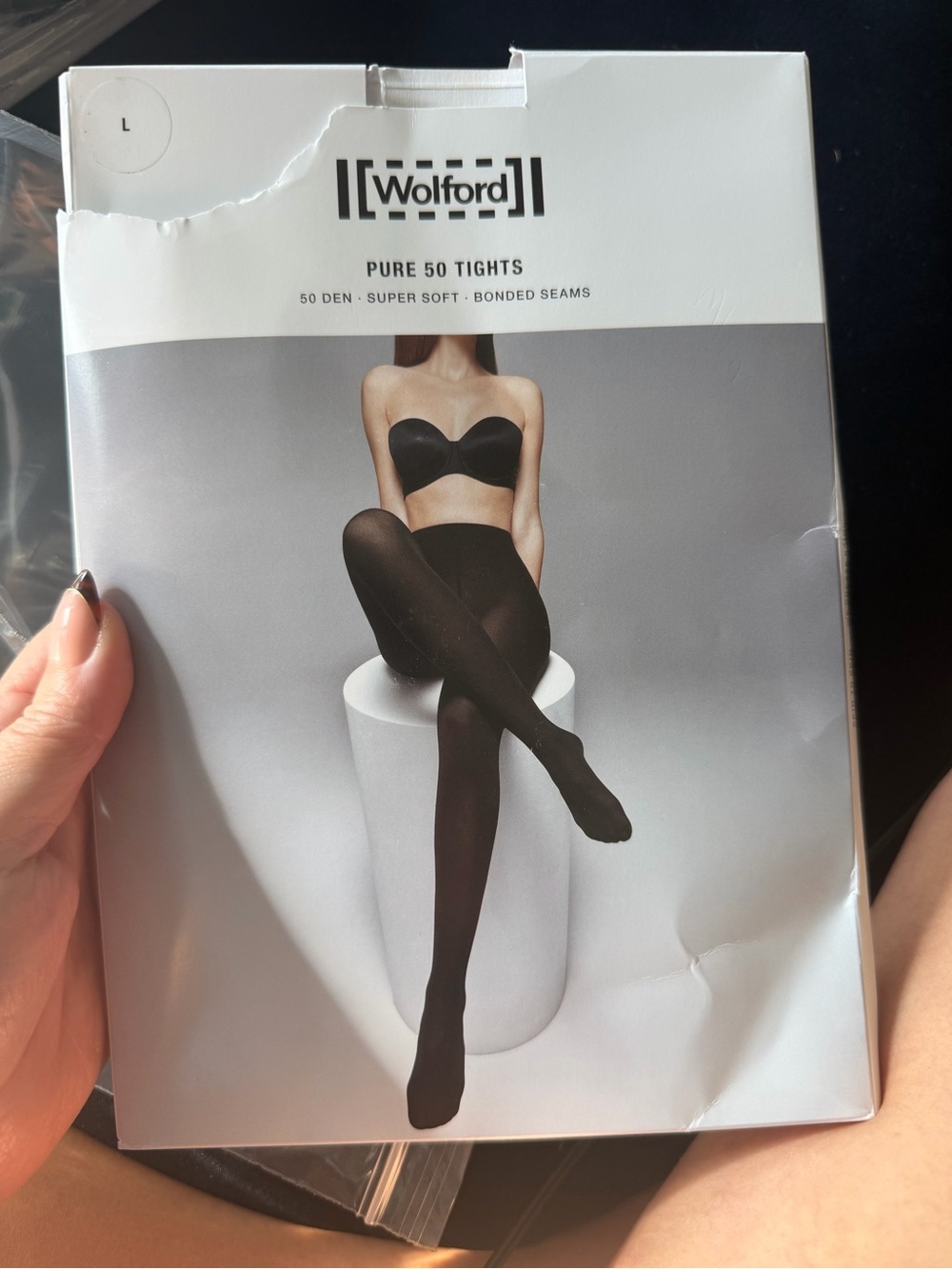 Wolford Pure 50 Tights in Black - Women's Hosiery| Large